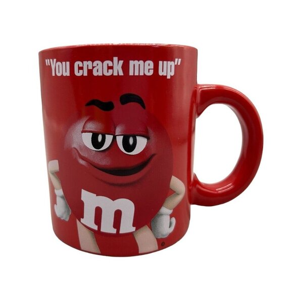 M&M Red Coffee Mug You Crack Me Up White Gloves Melts in Your Mouth Candy Cup - Picture 1 of 6